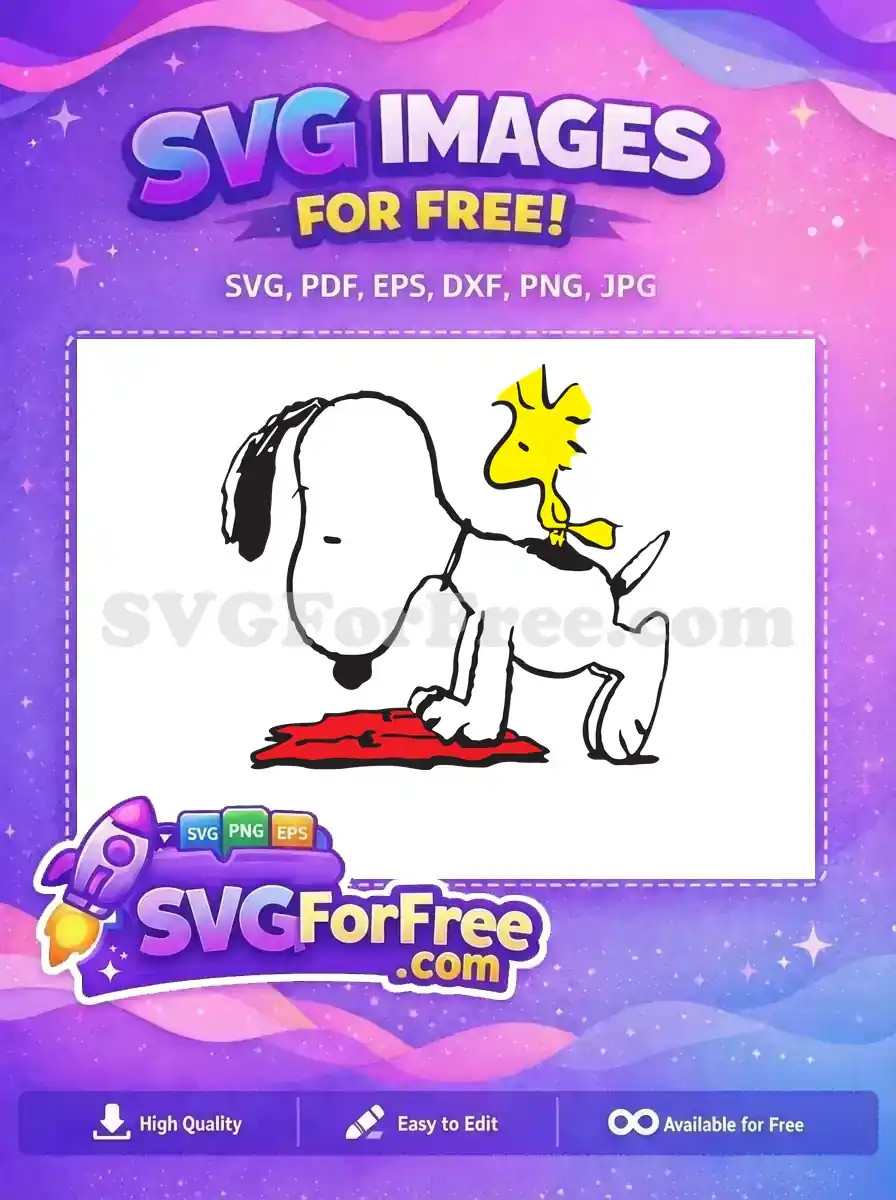 Free Snoopy Red Sleeping Free Woodstock Yellow Bird Movie Free SVG