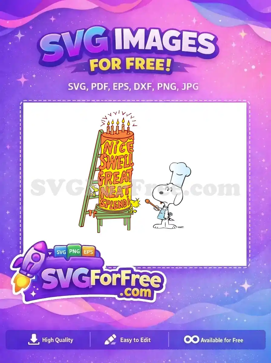 Free Chef Snoopy Free Woodstock Cake Peanuts Free SVG