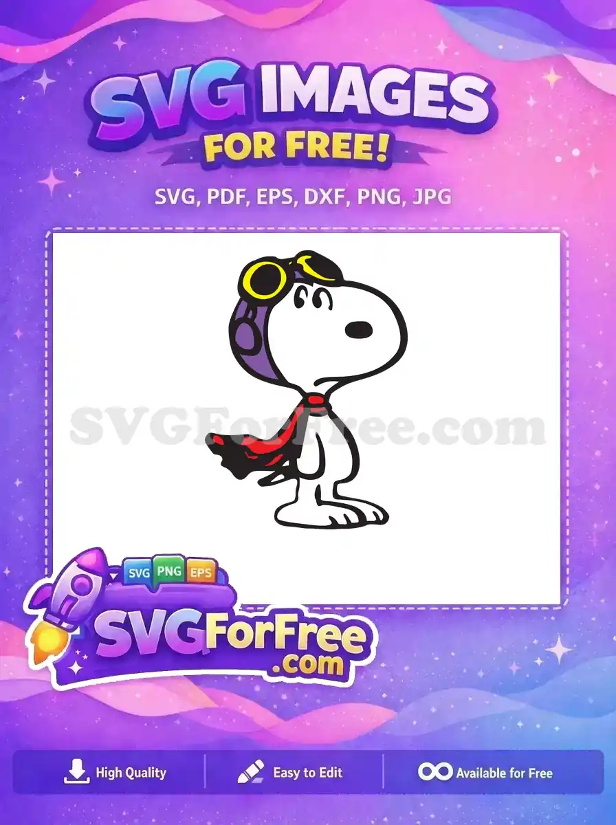 Free Snoopy Pilot Free Woodstock Red Scarf Peanuts Free SVG