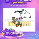 Free Snoopy with Bow Free on Skates Peanuts Free SVG - Instant Download