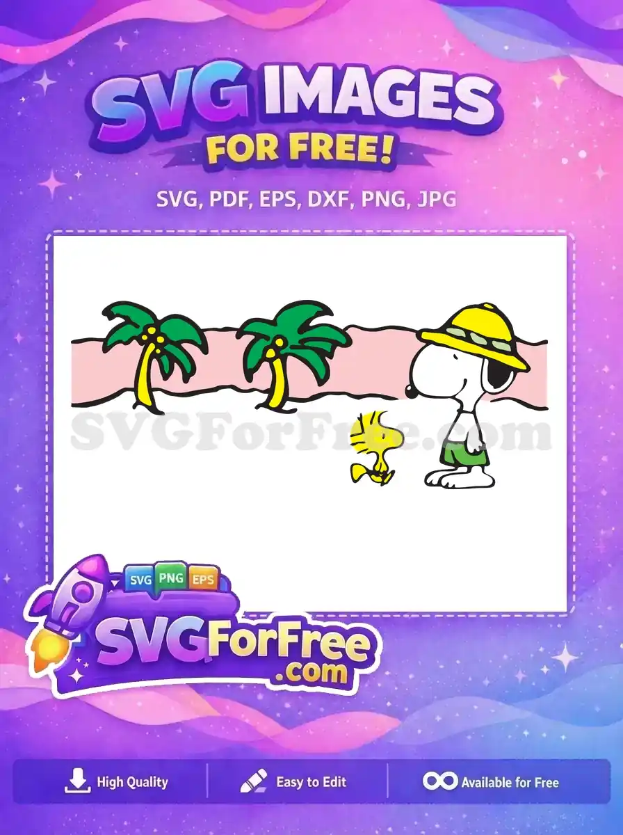 Free Snoopy Yellow Hat Free Woodstock Green Shorts Summer Free SVG