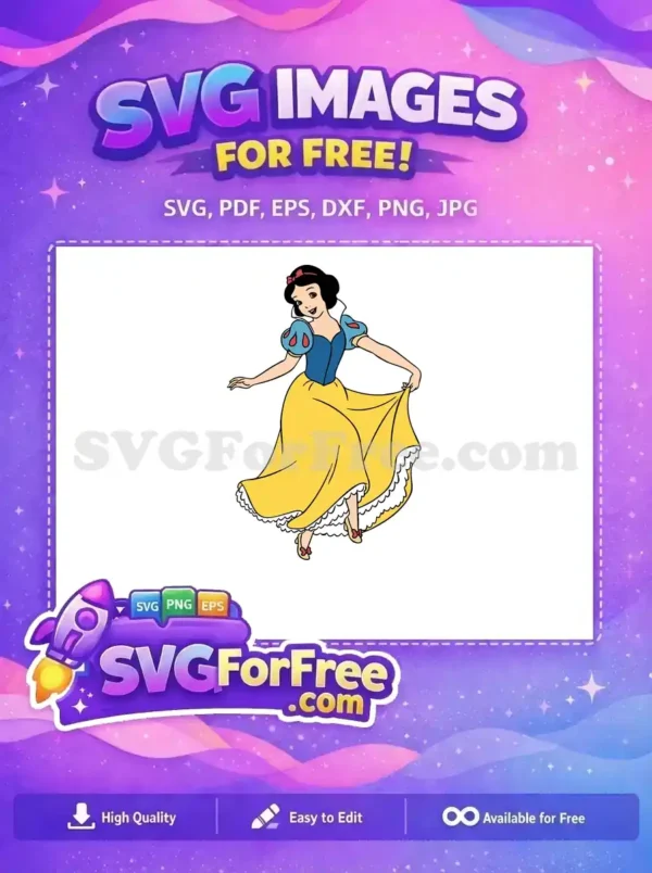 Free Smiling Snow White Free Yellow Dress Dancing Snow White Free SVG