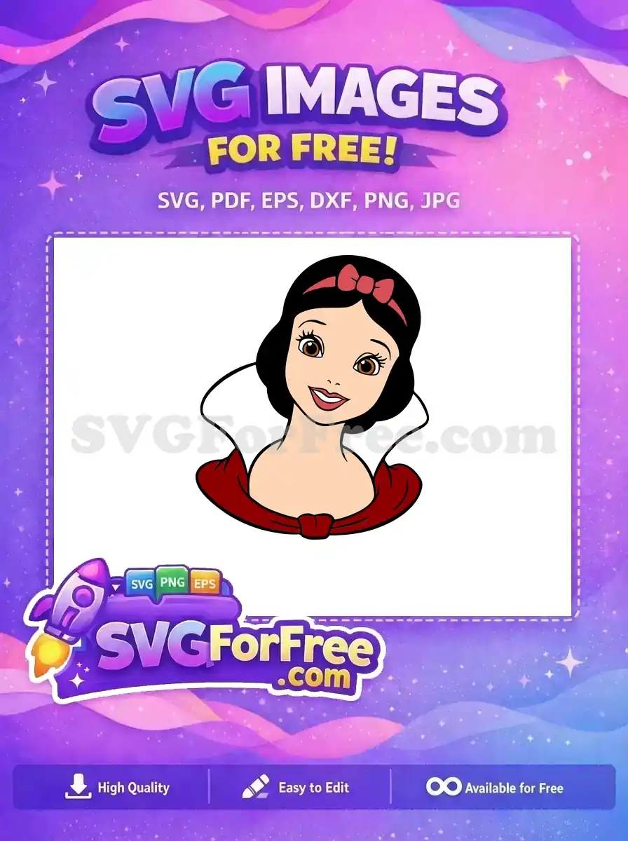 Free Smiling Snow White Free Red Bow Snow White Free SVG - Instant Download