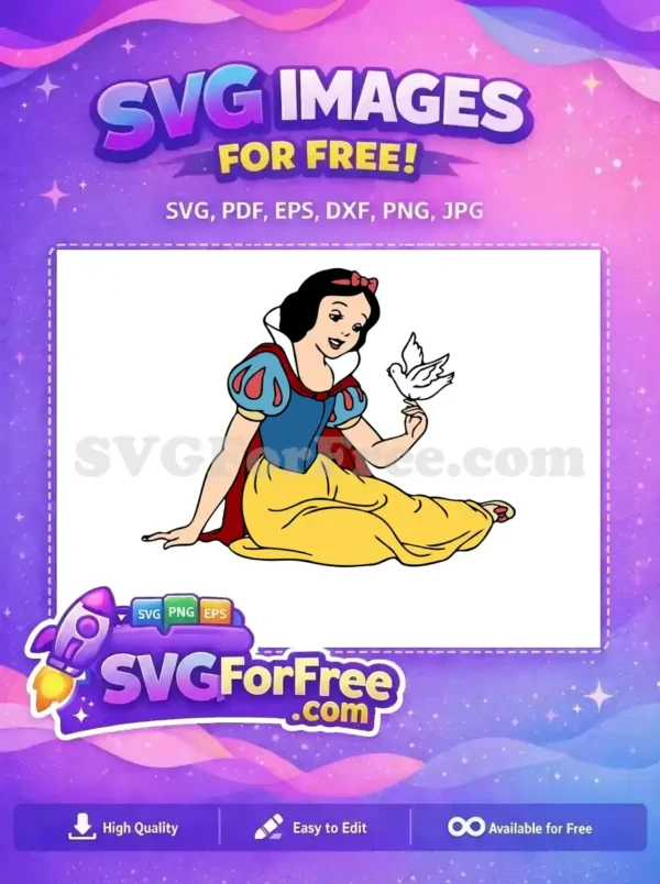 Free Smiling Snow White Free Holding Bird Snow White Free SVG Free Smiling Snow White Free Holding Bird Snow White Free SVG