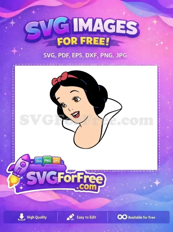 Free Smiling Snow White Free Pink Bow Detail Movie Free SVG Free Smiling Snow White Free Pink Bow Detail Movie Free SVG