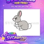 Free Happy Grey Rabbit Free Smiling Face Snow White Free SVG - Instant Download