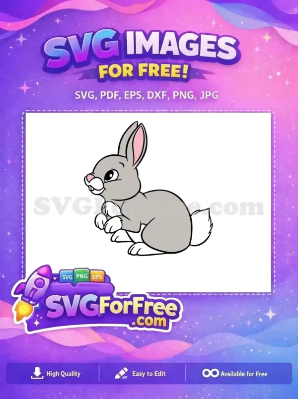 Free Happy Grey Rabbit Free Smiling Face Snow White Free SVG