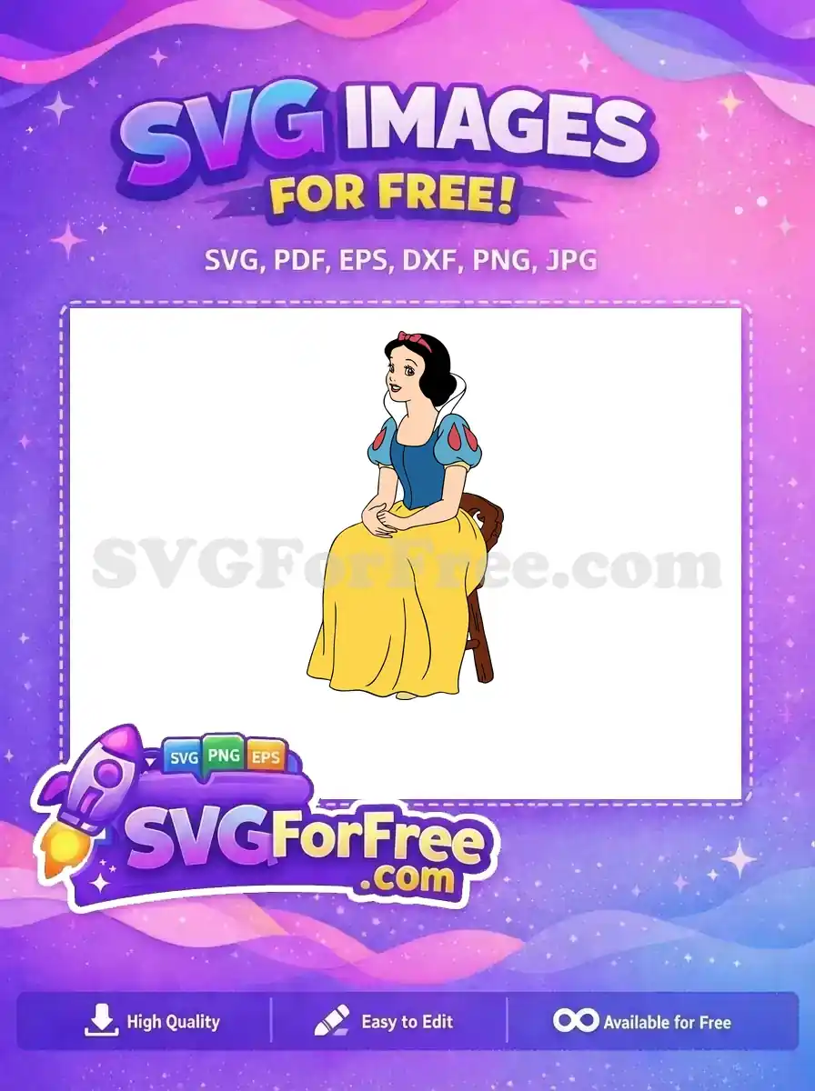 Free Sitting Pose Free Red Bow Snow White Free SVG 1