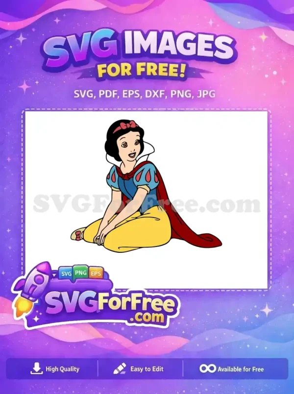 Free Sitting Pose Free Red Bow Snow White Free SVG 2