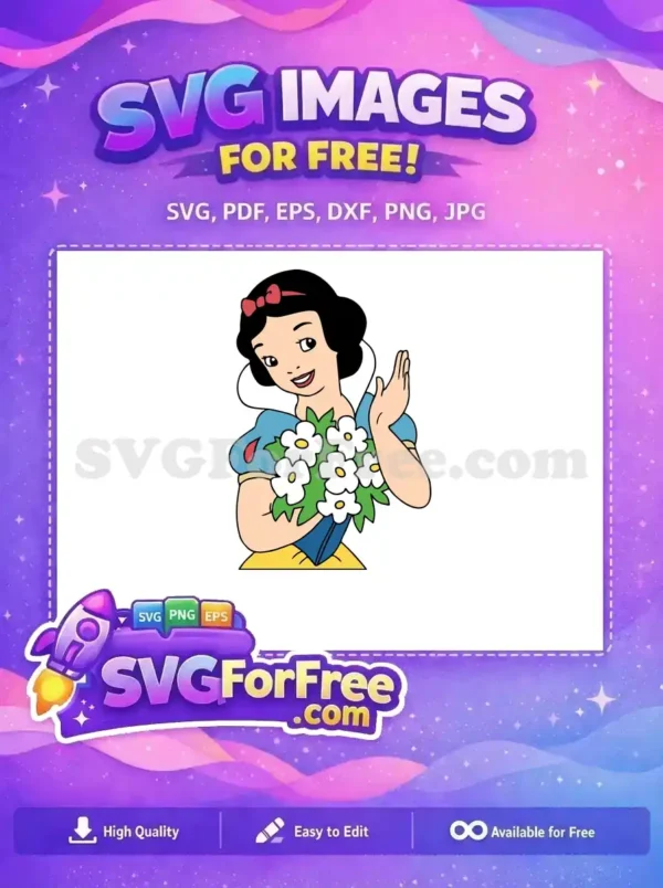 Free Smiling Snow White Free Holding Flowers Movie Free SVG
