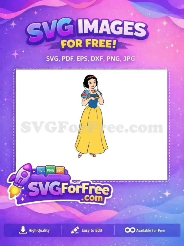 Free Smiling Snow White Free Tea Cup Scene Free SVG