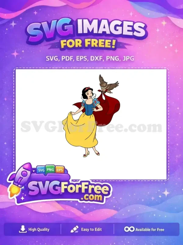 Free Smiling Snow White Free Owl Friend Snow White Free SVG Free Smiling Snow White Free Owl Friend Snow White Free SVG