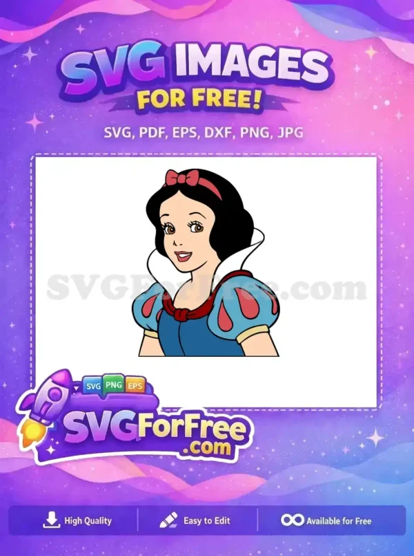 Free Smiling Face Free Red Bow Detail Snow White Free SVG