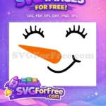 Free Eyelash Snowman Free Carrot Nose Winter Free SVG - Instant Download