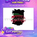 Free Afro Woman Silhouette Free Red Christmas Van Holiday Vacation Free SVG - Instant Download