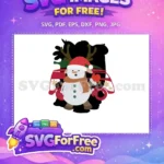 Free Reindeer Antler Santa Snowman Free Van Christmas Scene Free SVG - Instant Download
