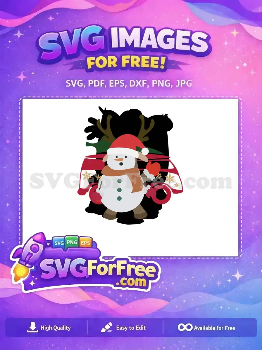 Free Reindeer Antler Santa Snowman Free Van Christmas Scene Free SVG