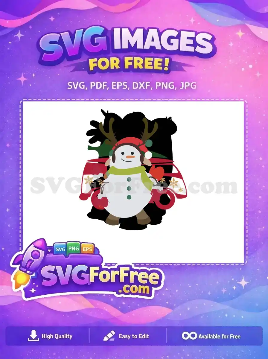 Free Snowman Reindeer Antlers Free Red Christmas Van Christmas Free SVG