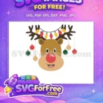 Free Antler Lights Free Smiling Rudolph Christmas Free SVG - Instant Download