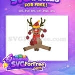 Free Happy Reindeer with Ornaments Free Red Scarf Christmas Free SVG - Instant Download