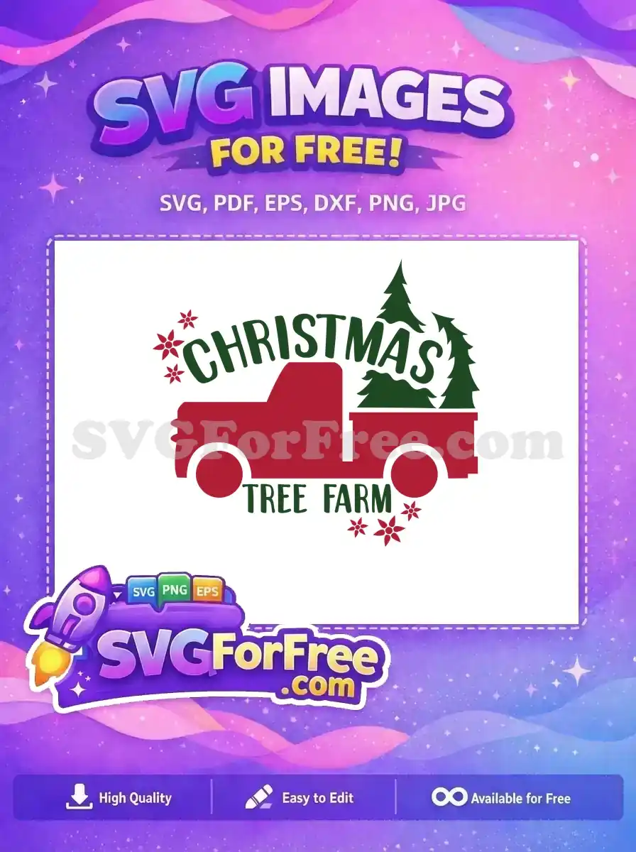 Free Red Truck Free Christmas Tree Farm Decor Free SVG