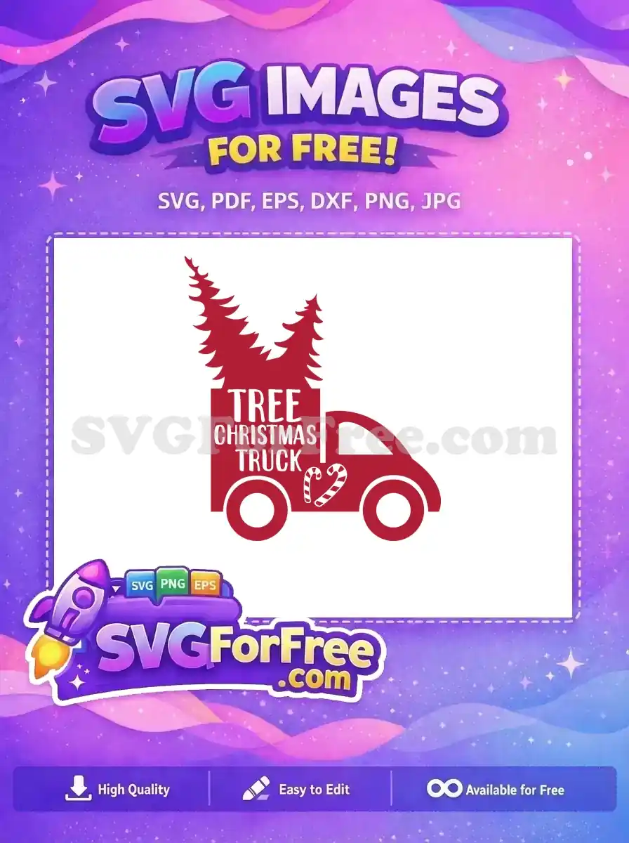 Free Red Christmas Truck Free With Pine Trees Christmas Free SVG