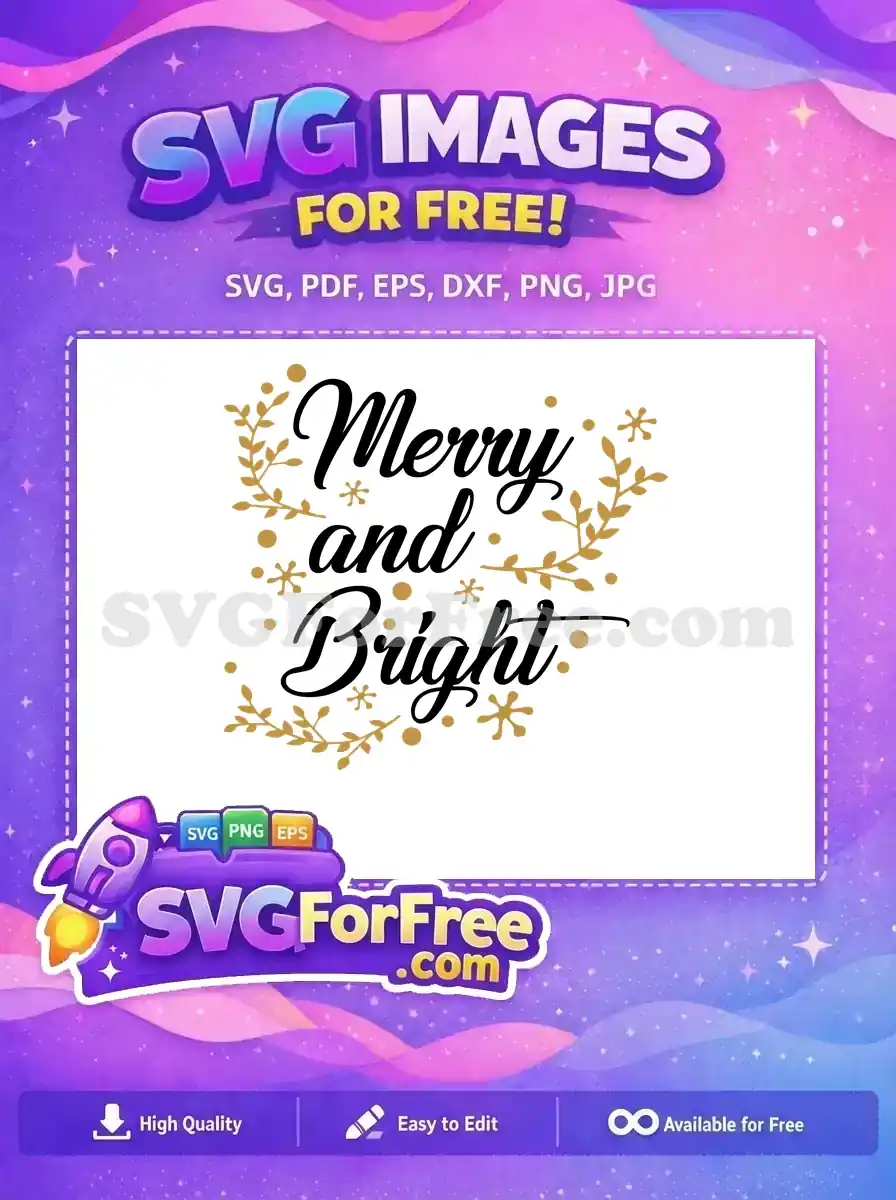 Free Merry Lettering Free Golden Branches Merry Free SVG
