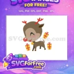Free Winking Reindeer Free Red Nose Christmas Presents Free SVG - Instant Download