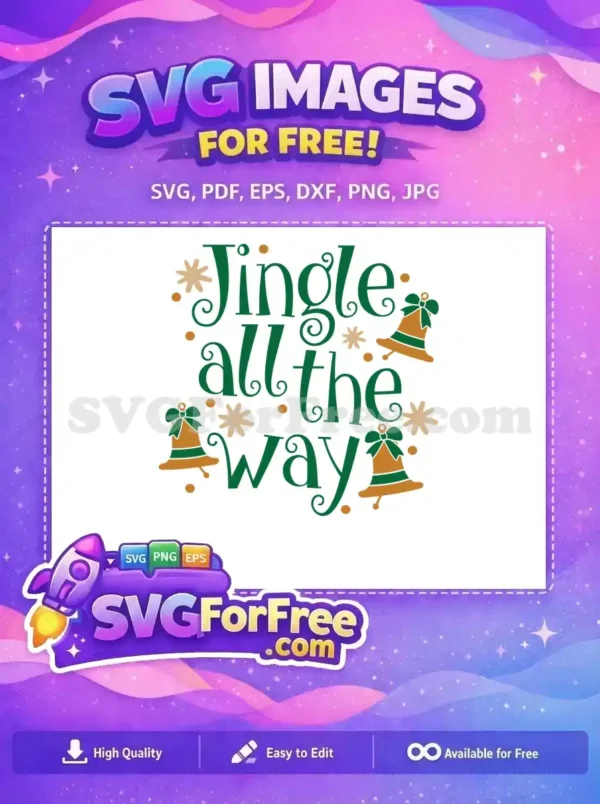 Free Green Jingle Free Bells Gold Stars Christmas Free SVG