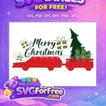 Free Red Car Free Presents Merry Christmas Tree Free SVG - Instant Download