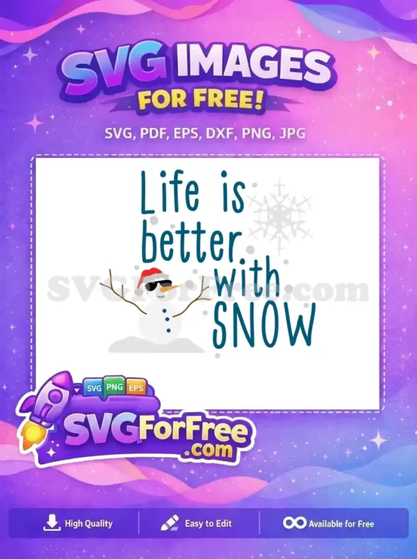 Free Snowman In Sunglasses Free Life Quote Merry Free SVG