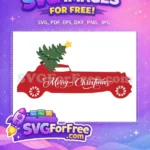 Free Red Truck Free Decorated Tree Merry Christmas Free SVG - Instant Download