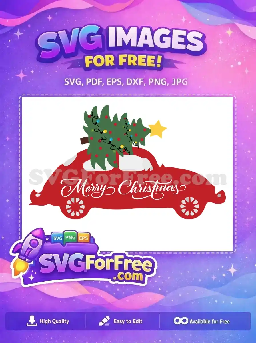 Free Red Car Free Christmas Tree Merry Christmas Free SVG 9