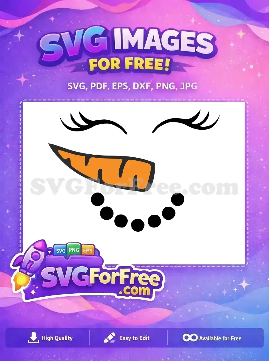 Free Eyelash Snowman Face Free Carrot Nose Winter Free SVG