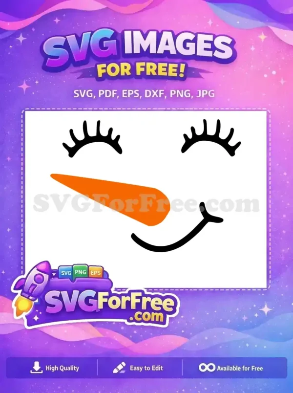 Free Eyelash Snowman Free Carrot Nose Smiling Free SVG