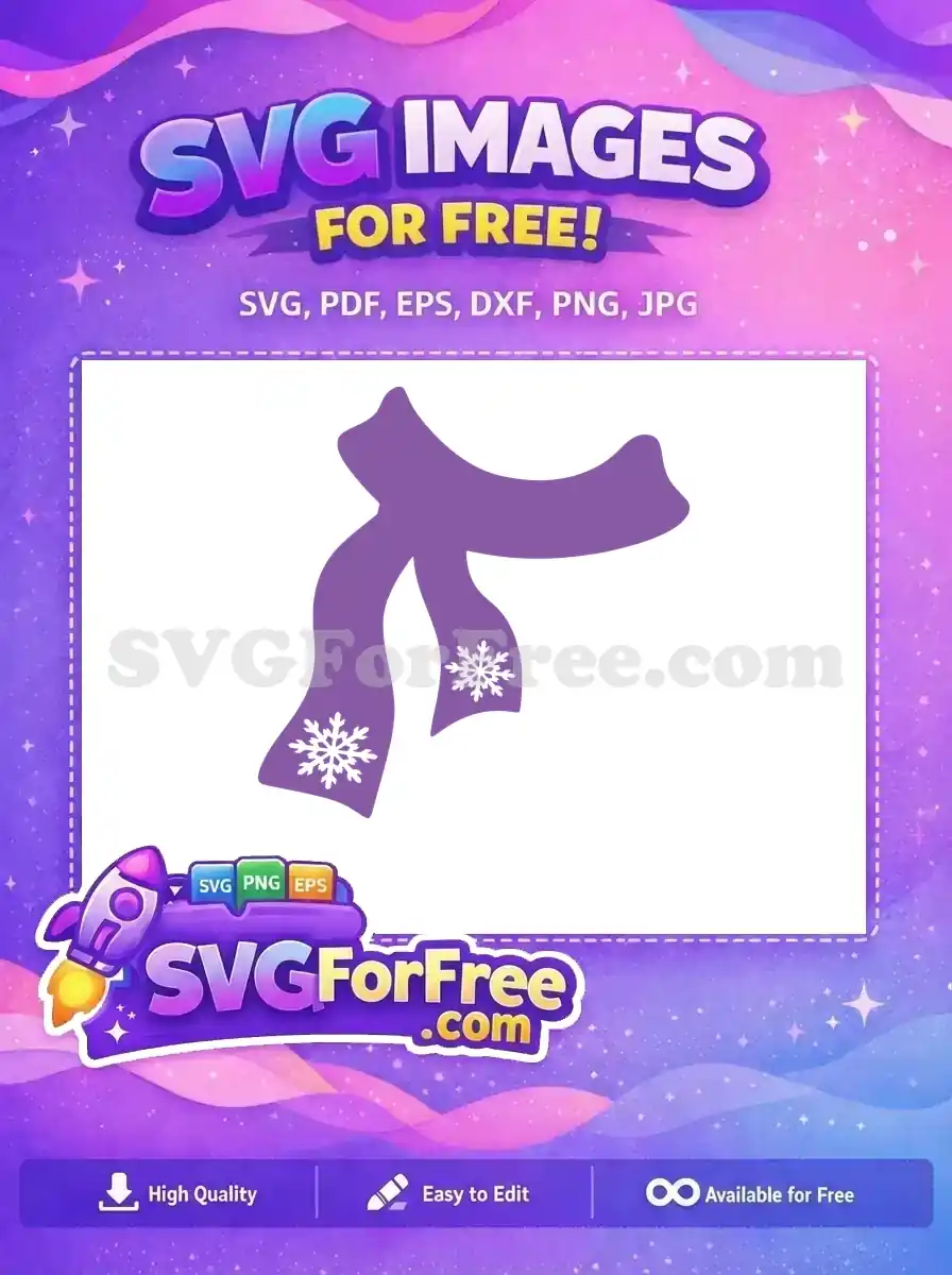 Free Purple Scarf Free Snowflake Detail Winter Free SVG