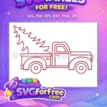 Free Red Truck Free Christmas Tree Haul Free SVG - Instant Download