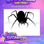 Free Black Silhouette Spider Free on Web Halloween Free SVG - Instant Download
