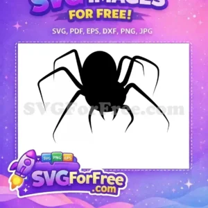 Free Black Silhouette Spider Free on Web Halloween Free SVG
