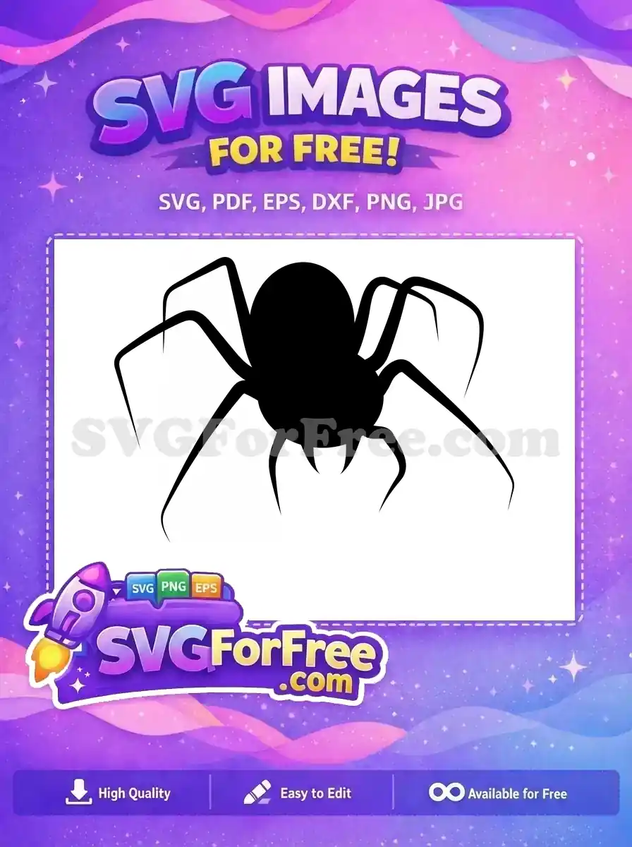 Free Black Silhouette Spider Free on Web Halloween Free SVG