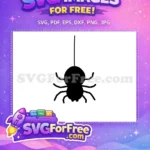 Free Silhouette Spider Hanging Free from Web Halloween Free SVG - Instant Download