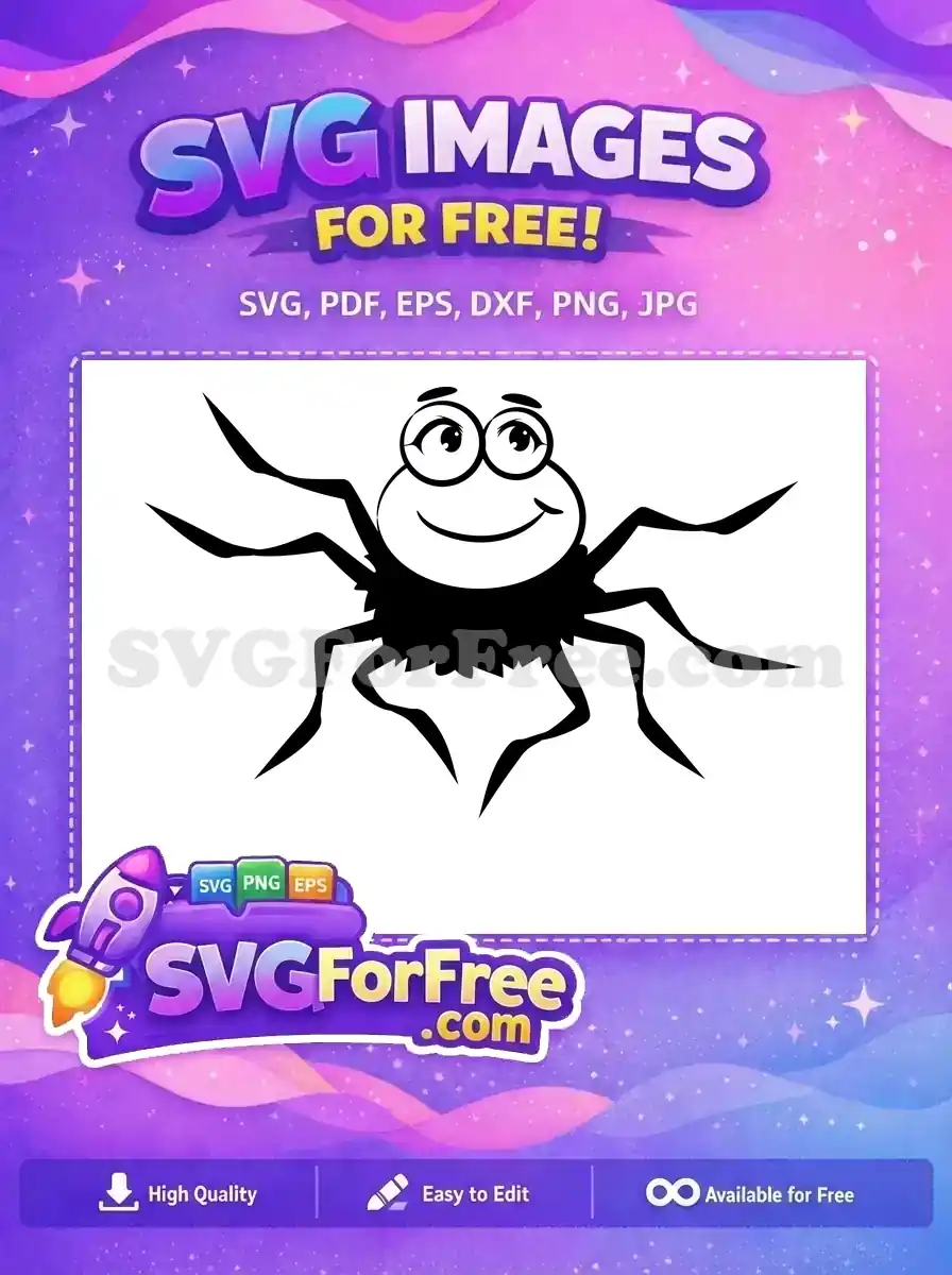 Free Smiling Spider Free Wearing Glasses Spider Web Free SVG