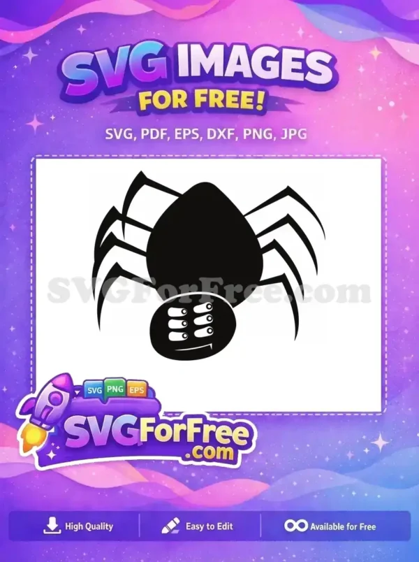 Free Black Spider Silhouette Free Six-Eyed Fang Halloween Free SVG