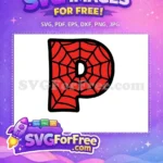 Free Red Spiderman Web Letter P Free Alphabet Initial Free SVG - Instant Download