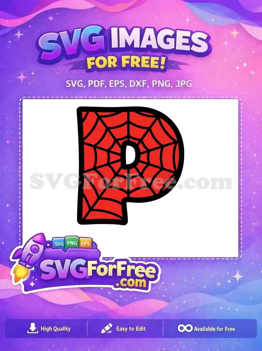 Free Red Spiderman Web Letter P Free Alphabet Initial Free SVG