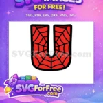 Free Red Web Free Letter U Spiderman Free SVG - Instant Download