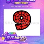 Free Red Web Free Number Nine Spiderman Free SVG - Instant Download