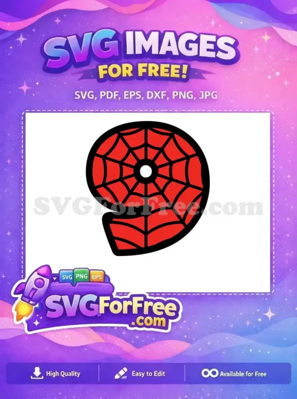 Free Red Web Free Number Nine Spiderman Free SVG