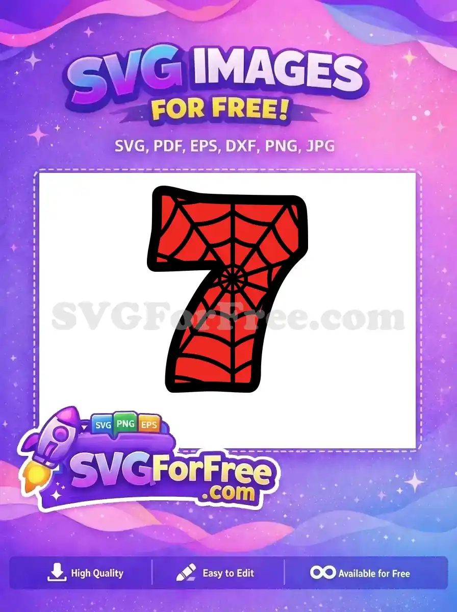 Free Number Seven Free Spiderman Web Red Free SVG