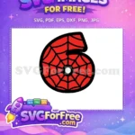 Free Number Six Free Spiderman Web Red Free SVG - Instant Download